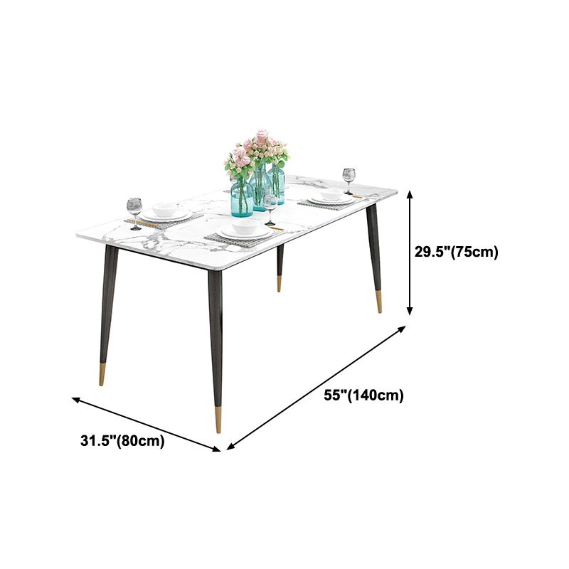 Sintered Stone White Dining Table Glam Style 4 Legs Table for Dining Room Clearhalo ' dining_table' 'Dining Tables & Seating' 'Dining Tables' 'furn' 'furn_dining_table' 'Furniture' 'furniture_dining_table' 'Kitchen & Dining Furniture' 'kitchen&dining_furn' 'kitchen' 'kitchen_dining_table' 1200x1200_6ca09ad3-d68d-4141-8a74-a326c4a2c185