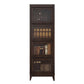 Modern Vertical Standard Bookshelf Manufactured Wood Bookcase with Glass Doors