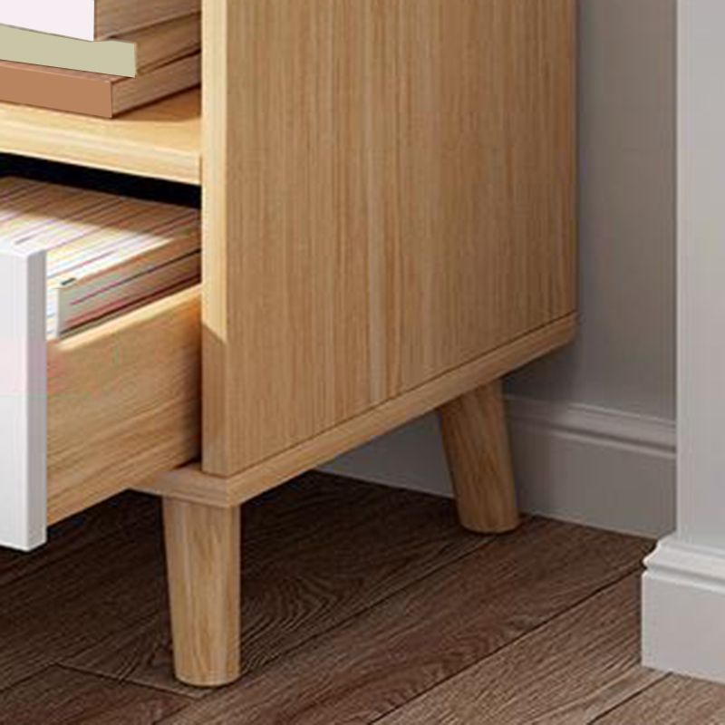 Mesa de madera dormitorio de almacenamiento abierto nocturno con cajón