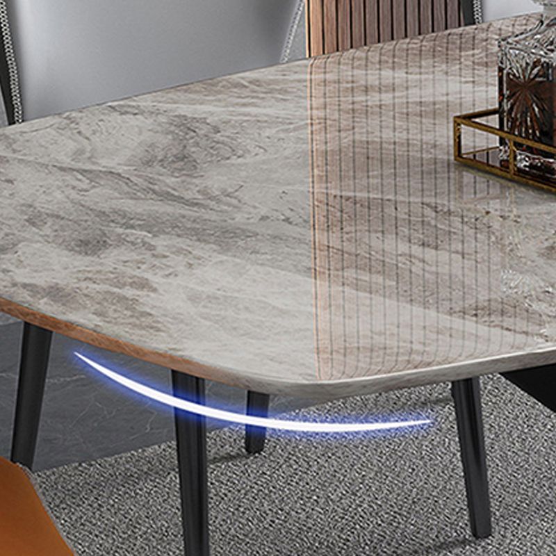 Industrial Style Sintered Stone Table Dining Rectangle Table with Metal Legs for Home Clearhalo 'Dining Tables & Seating' 'Dining Tables' 'dining_table' 'furn' 'furn_dining_table' 'Furniture' 'Kitchen & Dining Furniture' 1200x1200_6ca481f1-7b64-4e29-93d8-0e2914be3438