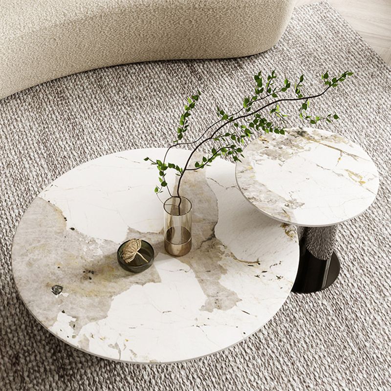 Glam Round Slate Cocktail Table Stainless Steel Abstract Coffee Table Clearhalo 'Coffee & Accent Tables' 'Coffee Tables' 'coffee_tables' 'furn' 'furn_coffee_tables' 'Furniture' 'Living Room Furniture' 1200x1200_6caa457d-21bf-4399-b4ab-60eb5e66a55b