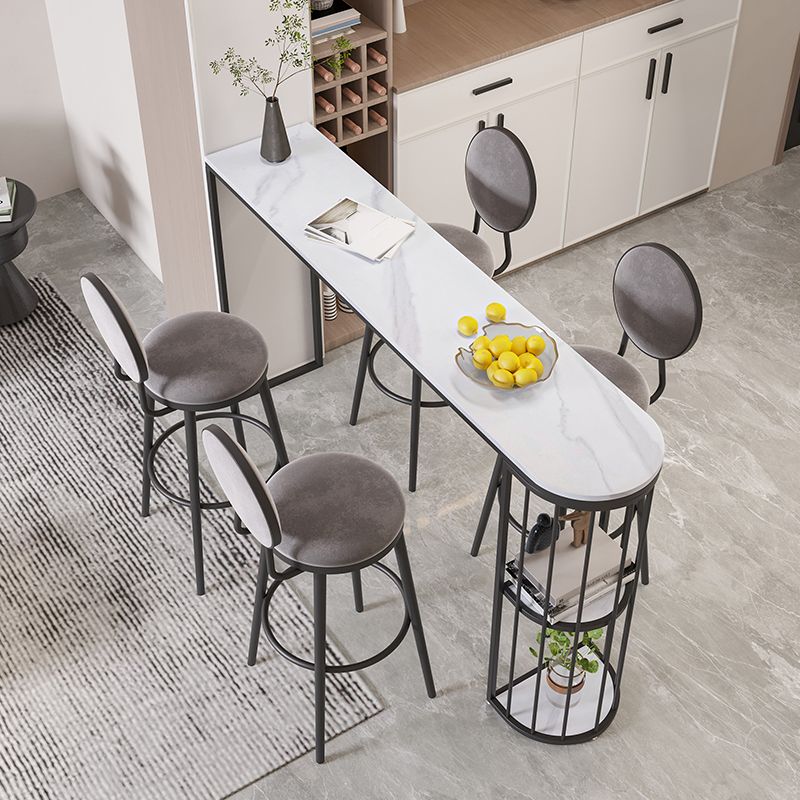Industrial Black Iron Bar Table Marble White Top Specialty 41.3"H Bistro Table Clearhalo 'Bar Furniture' 'Bar Tables' 'bar_tables' 'furn' 'furn_bar_tables' 'Furniture' 'furniture_bar_tables' 'Kitchen & Dining Furniture' 1200x1200_6caa6fe7-a455-48fc-a79c-0d6ff94aa601