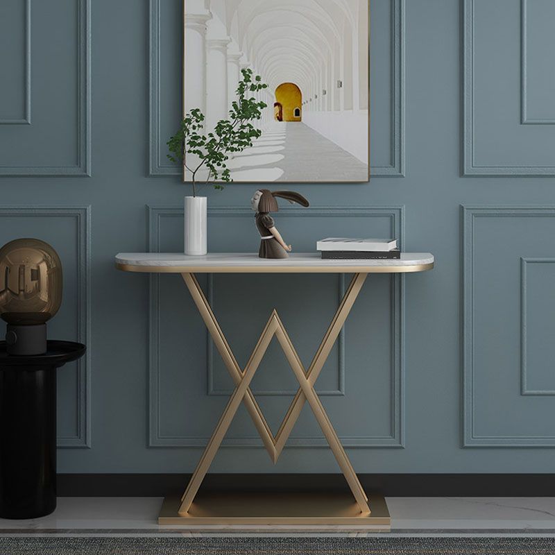 Tavolo da console in marmo glam da 12 "W tavolo da accento resistente alle macchie mezzano per la sala