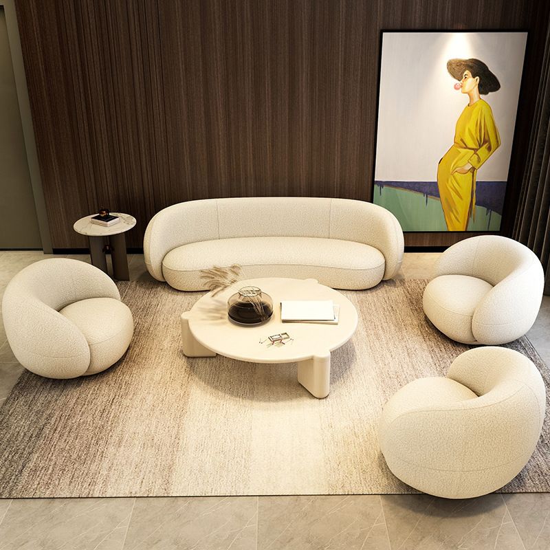 Divano curvo semplice moderno 29.53 "divano in lana inclinata H in bianco