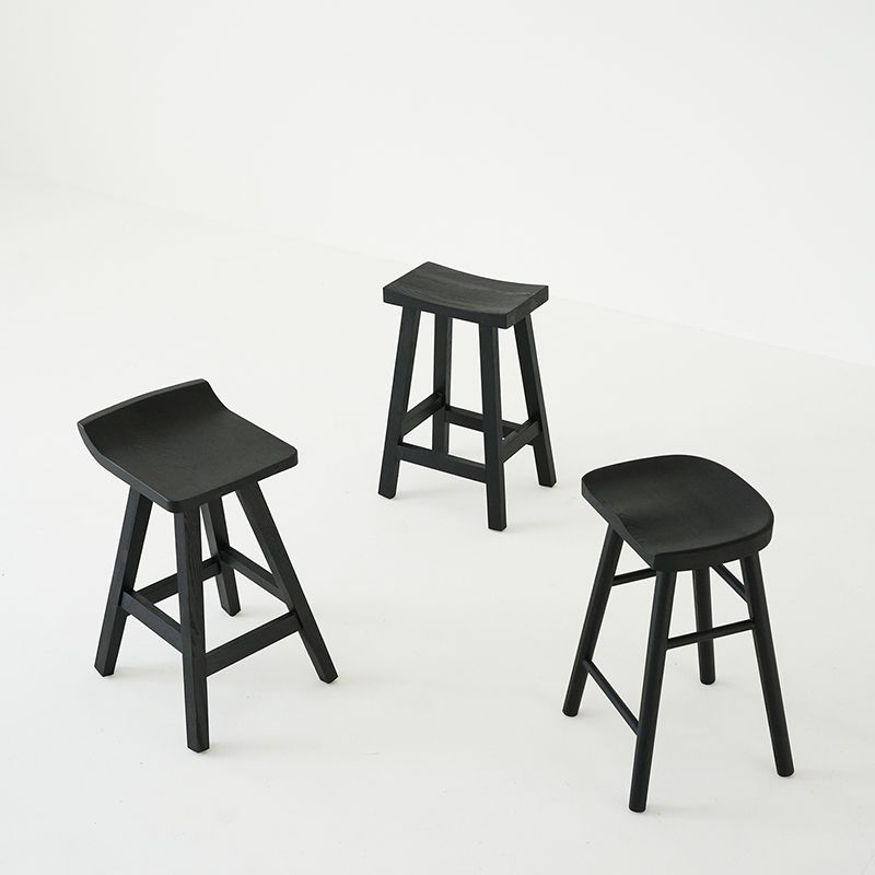 Contemporary Black Ash Solid Wood Armless Bar Stool with Footrest Clearhalo 'Bar Furniture' 'Bar Stools' 'bar_stools' 'furn' 'furn_bar_stools' 'Furniture' 'Kitchen & Dining Furniture' 1200x1200_6cb30e81-a042-4e9f-b45c-1b729a7f9759