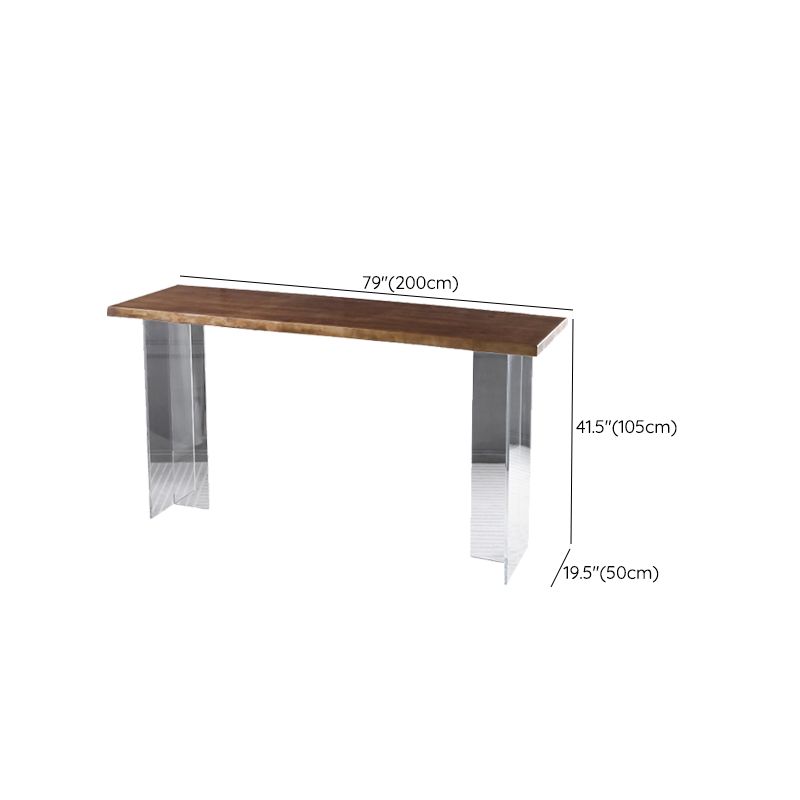 Contemporary Style Solid Wood Top Dining Table with Acrylic Base Clearhalo 'Bar Furniture' 'Bar Tables' 'bar_tables' 'furn' 'furn_bar_tables' 'Furniture' 'Kitchen & Dining Furniture' 1200x1200_6cb328a6-968c-479e-8783-0346a5ddc358