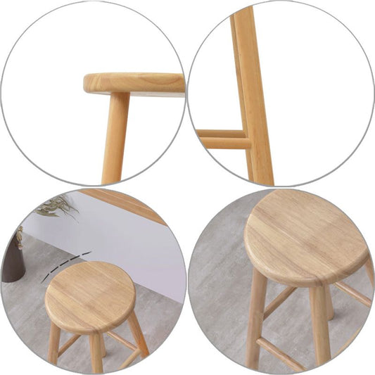 Sgabello da bar rotondo con banco in legno solido industriale con poggiapiedi