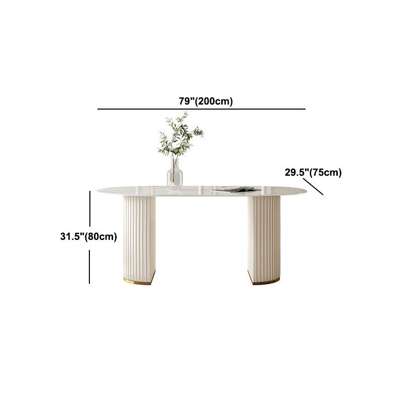 Stone Top Dining Table Modern Oval Table with Sled Base in White Clearhalo 'Dining Tables & Seating' 'Dining Tables' 'dining_table' 'furn' 'furn_dining_table' 'Furniture' 'Kitchen & Dining Furniture' 1200x1200_6cbcf3b0-78e5-4682-a9bf-a9fa2a4c0c06