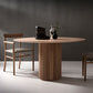 Round Solid Wood Dining Table Modern Brown-natural Furniture with Pedestal Base for Office