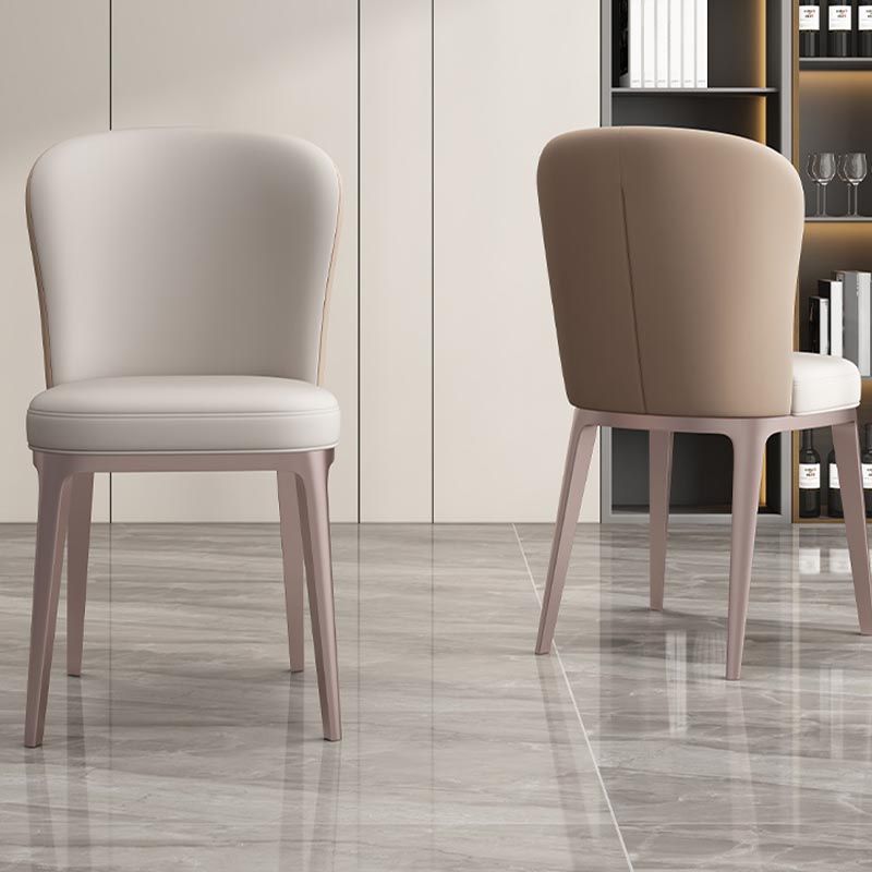 Chaise de salle à manger contemporaine en métal, meubles Parsons en finition mate pour la maison
