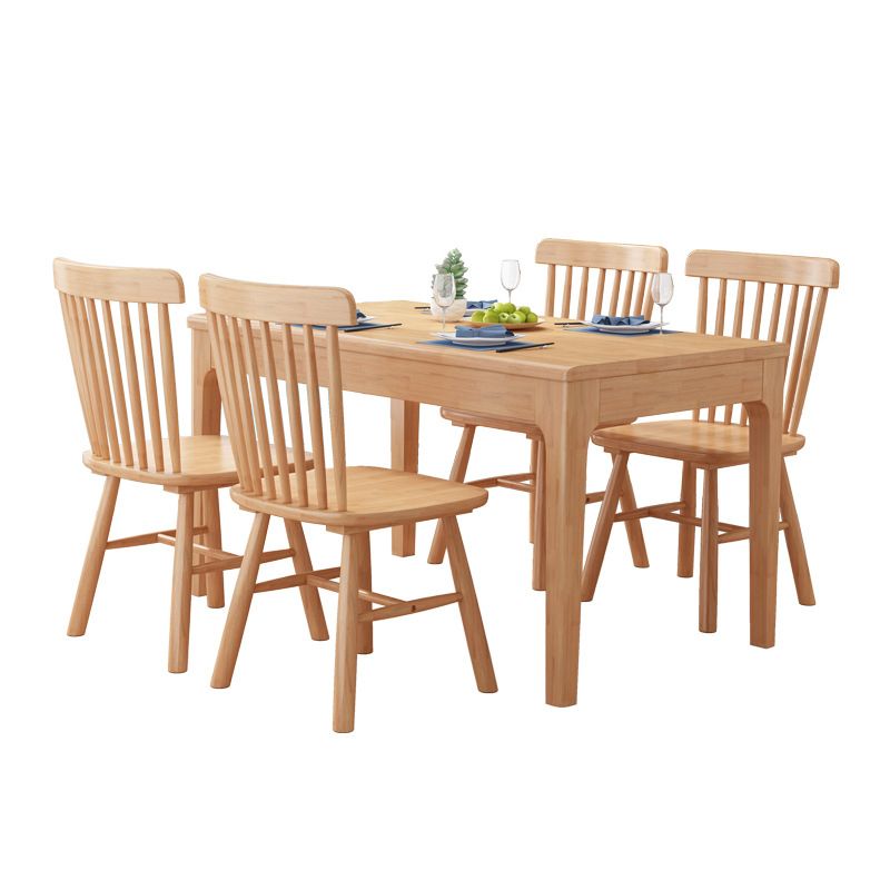 Minimalist Brown Standard Dining Set Rectangle Shape Solid Wood Dining Set with 4 Legs Table Clearhalo 'Dining Room Sets' 'Dining Tables & Seating' 'dining_room_set' 'furn' 'furn_dining_room_set' 'Furniture' 'furniture_dining_room_set' 'Kitchen & Dining Furniture' 'kitchen&dining_furn' 'kitchen' 1200x1200_6cc3a61b-cade-4772-a7db-48218f0fdd71