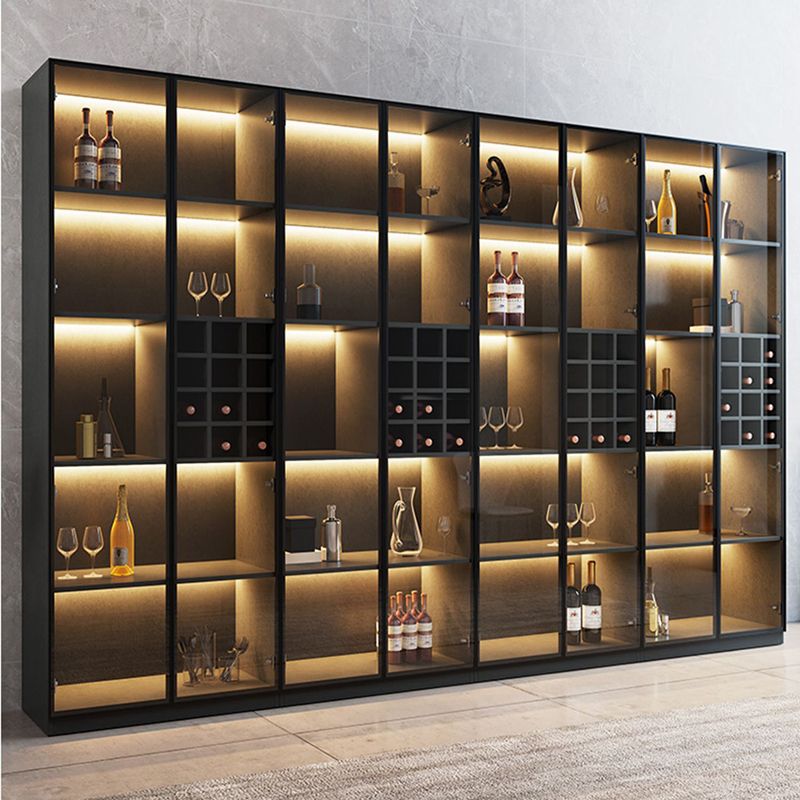 Moderne stijl gefabriceerde houten vloer fleshouder met glazen deur