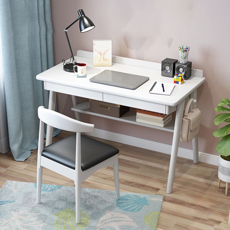 Modern Solid Wood Office Desk 2-drawer Rectangular Secretary Desk Clearhalo 'furn' 'furn_office_desk' 'Furniture' 'Office Desks' 'Office Furniture' 'office_desk' 1200x1200_6cc79d45-4fb0-4de7-8788-4340a082c45d