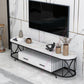 Glam Stone Meuble TV avec étagères ouvertes et console avec tiroirs