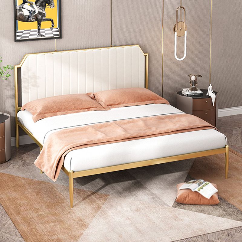 Leather Bed,Queen Metal Frame Panel Bed with Scooped Headboard Clearhalo 'Bedroom Furniture' 'Beds' 'furn' 'furn_beds' 'Furniture' 1200x1200_6cc7c80c-b718-4006-ab68-a70747ebd50c