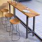Schwarzer Bartisch mit Bockgestell aus Metall, industrieller, rechteckiger Bartisch
