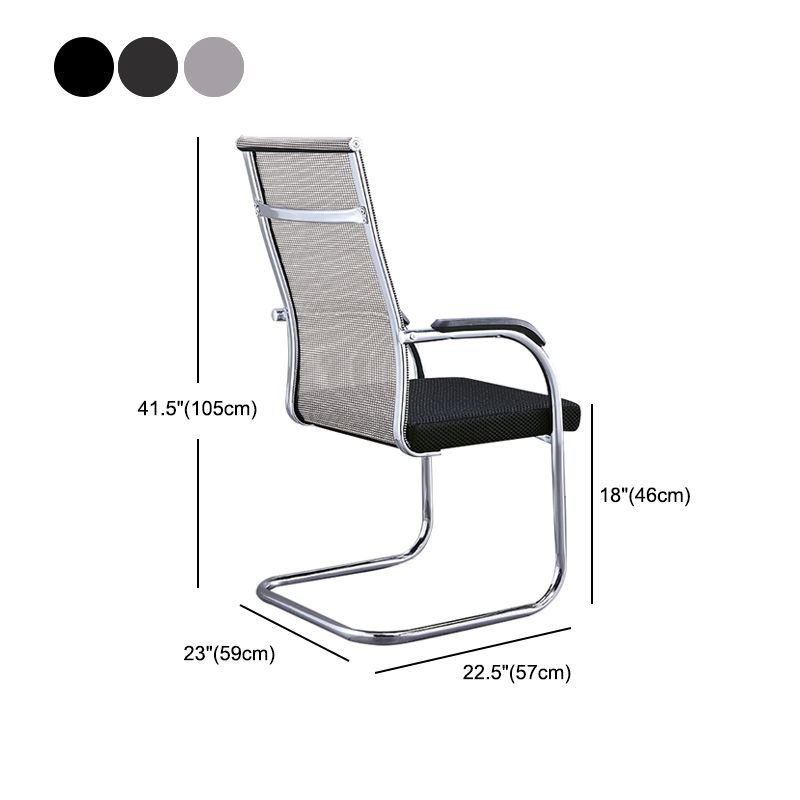 Silver Metal Modern Office Chair Mid and High Back Mesh and Leather Conference Chair Clearhalo 'furn' 'furn_office_chair' 'Furniture' 'Office Chairs' 'Office Furniture' 'office_chair' 1200x1200_6cc90e6a-8cc6-4ddb-a2a1-510feb291aa1