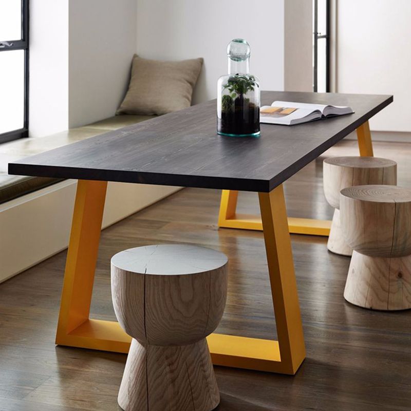 Industrial Style Sled Base Furniture Pine Solid Wood Dining Site Table for Home Clearhalo ' dining_table' 'Dining Tables & Seating' 'Dining Tables' 'furn' 'furn_dining_table' 'Furniture' 'furniture_dining_table' 'Kitchen & Dining Furniture' 'kitchen&dining_furn' 'kitchen' 'kitchen_dining_table' 1200x1200_6cca50c3-efa7-45d2-af4b-6bc2f0bf043e