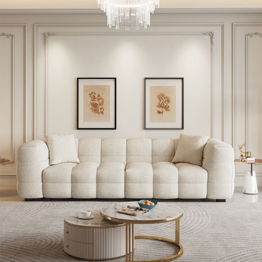 Zeitgenössischer Biscuit Back Smoking Arm Sofa in Weiß für Wohnzimmer