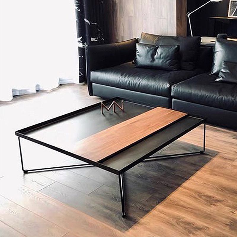 Modern Style Cross Table Base Wrought Iron Black Square & Rectangular Coffee Table Clearhalo 'Coffee & Accent Tables' 'Coffee Tables' 'coffee_tables' 'furn' 'furn_coffee_tables' 'Furniture' 'furniture_coffee_tables' 'Living Room Furniture' 1200x1200_6cccdd5c-c094-4c49-b0f2-8f4793ca47bc
