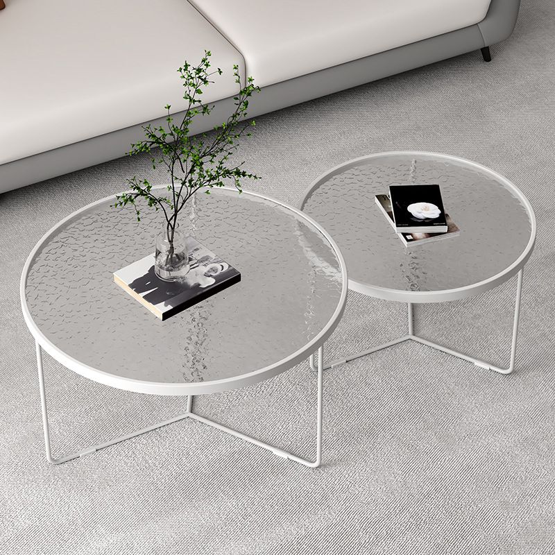 Modern Round Coffee Table Glass Top Nesting Coffee Table Set Clearhalo 'Coffee & Accent Tables' 'Coffee Tables' 'coffee_tables' 'furn' 'furn_coffee_tables' 'Furniture' 'Living Room Furniture' 1200x1200_6ccd0f7f-8953-4176-95b3-9d1acb1f56b9