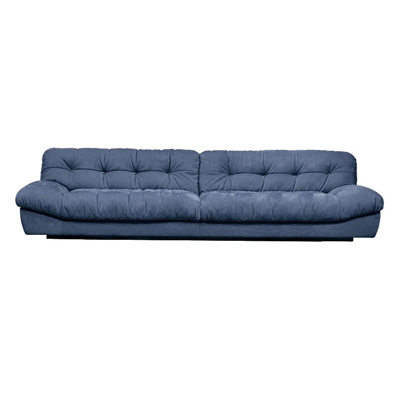 モダンスタイルの松の素材ベースクロスアート＆ディアスキンブルー長方形のアームレストソファ