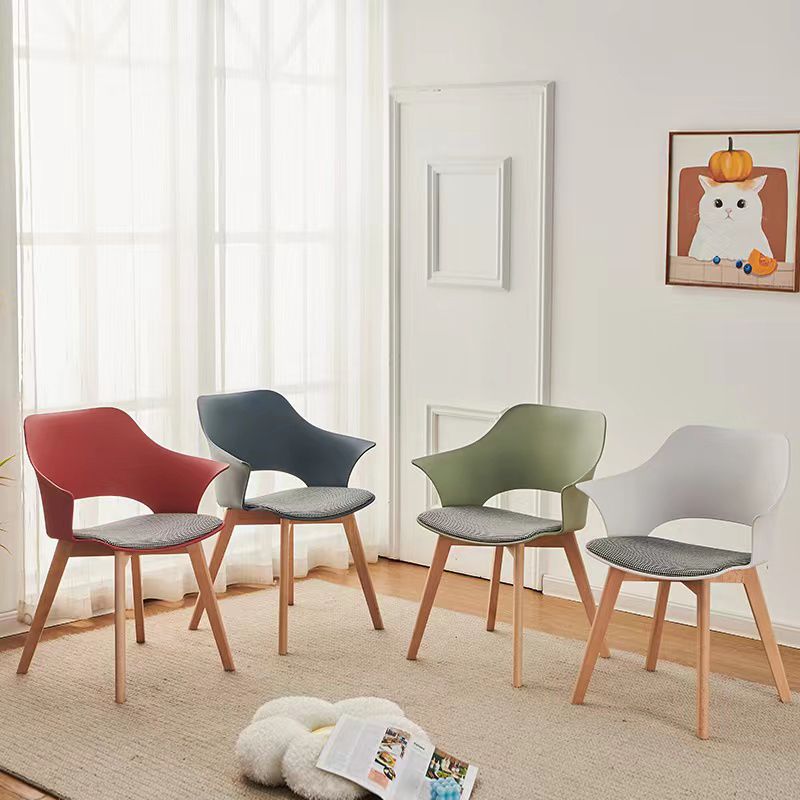 Modern Wood Chair Open Back Indoor Dining Arm Chair for Dinning Room