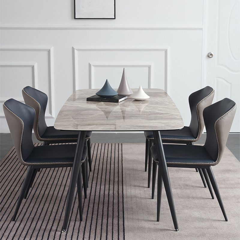 Metal Contemporary Rectangular Table Sintered Stone Top Dining Table with 4 Legs Clearhalo ' dining_table' 'Dining Tables & Seating' 'Dining Tables' 'furn' 'furn_dining_table' 'Furniture' 'furniture_dining_table' 'Kitchen & Dining Furniture' 'kitchen&dining_furn' 'kitchen' 'kitchen_dining_table' 1200x1200_6ccf3a59-f124-46e9-a542-20693d4dd7eb