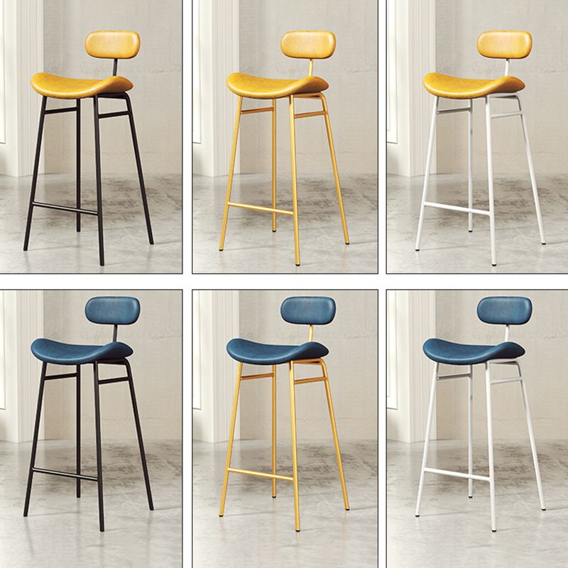Faux Leather Bar Stools Scandinavian Low Back Armless Barstool with 4 Iron Legs Clearhalo 'Bar Furniture' 'Bar Stools' 'bar_stools' 'furn' 'furn_bar_stools' 'Furniture' 'Kitchen & Dining Furniture' 1200x1200_6cd169e3-01cd-49b4-ace8-d2356372b4da