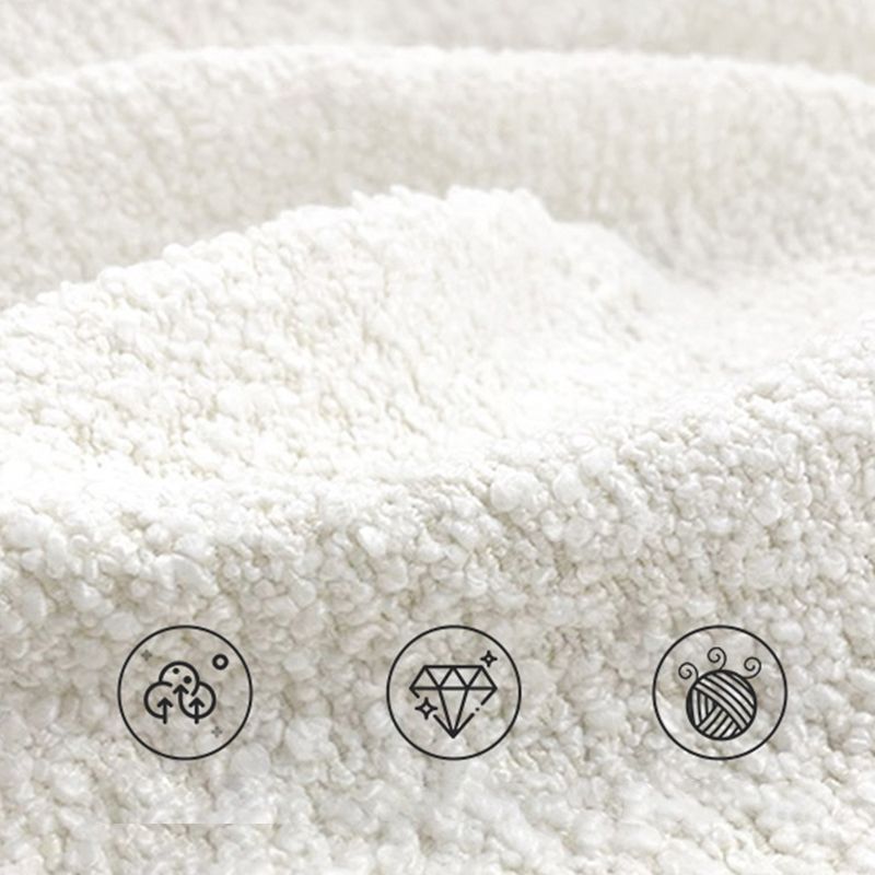 White Wool Curved Sofa Nordic 39.4" D Armless Sofa with Pillows