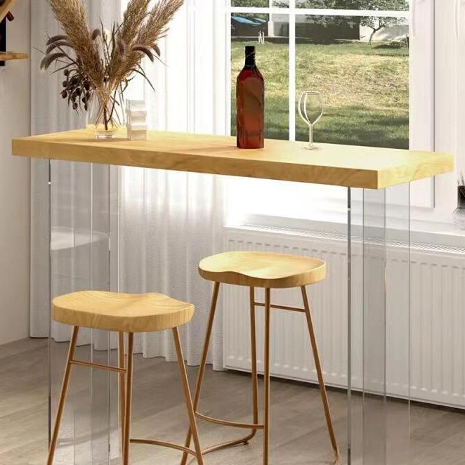 Modernes rechteckiges Kneipentisch-Set, 1/3 Bild, Tresentisch aus Holz mit rückenfreiem Hocker