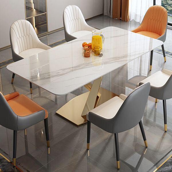 Sintered Stone Top Rectangle Table for Restaurant Luxury Dining Table with Gold Pedestal Clearhalo ' dining_table' 'Dining Tables & Seating' 'Dining Tables' 'furn' 'furn_dining_table' 'Furniture' 'furniture_dining_table' 'Kitchen & Dining Furniture' 'kitchen&dining_furn' 'kitchen' 'kitchen_dining_table' 1200x1200_6cd8510d-f834-4cc5-8e84-fc65fc373cd5
