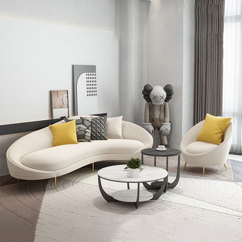 Velvet Sloped Arm Sofa Contemporary Curved Sofa for Living Room, Apartment