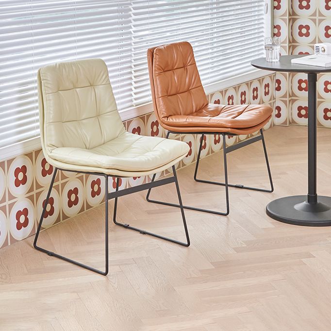 Industrial Dining Chairs Armless Chair with Metal Legs for Home