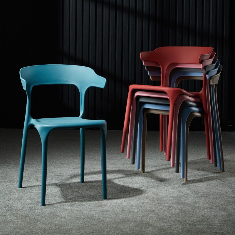 Contemporary Plastic Open Arm Chair Matte Finish Home Dining Chair Clearhalo ' kitchen&dining_furn' 'Dining Chairs' 'Dining Tables & Seating' 'dining_chair' 'furn' 'furn_dining_chair' 'Furniture' 'furniture_dining_chair' 'Kitchen & Dining Furniture' 'kitchen' 1200x1200_6cde3300-58b9-4c9d-8c6b-864f5084a91f