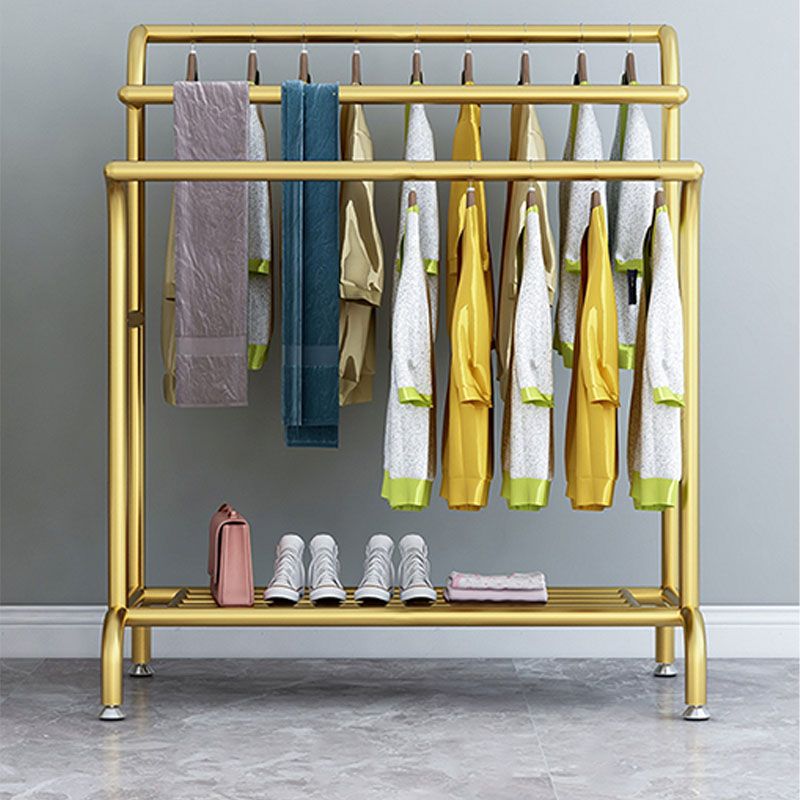 Colgador de capa de metal moderno 3 rieles colgantes y soporte de pasillo de estante inferior