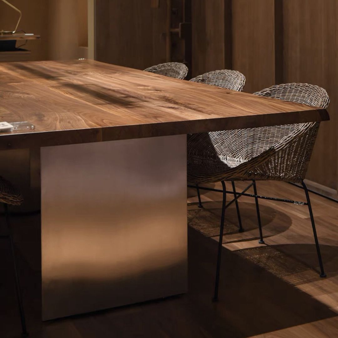 Solid Wood Brown Tone Dining Table Glam Style Double Pedestal Table for Dining Room Clearhalo ' dining_table' 'Dining Tables & Seating' 'Dining Tables' 'furn' 'furn_dining_table' 'Furniture' 'furniture_dining_table' 'Kitchen & Dining Furniture' 'kitchen&dining_furn' 'kitchen' 'kitchen_dining_table' 1200x1200_6cdf886e-39ea-4a17-8db6-da08b86d52fb
