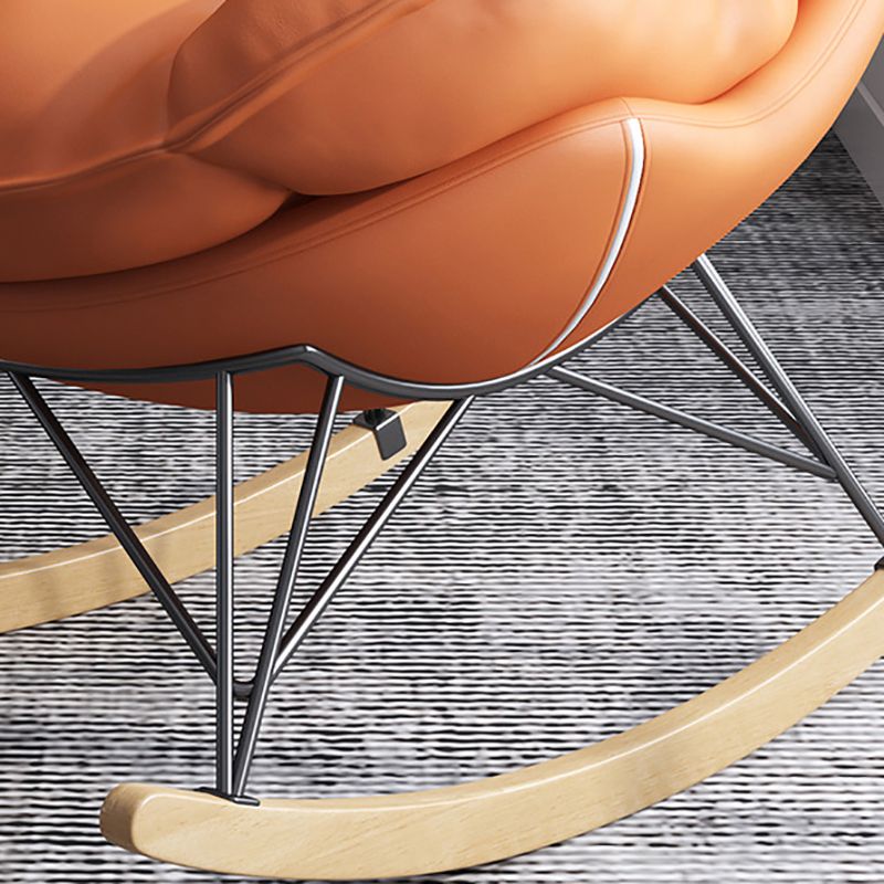 Chaise à bascule moderne coussins amovibles rembourrés chaise d'accent à bascule avec des jambes sombres