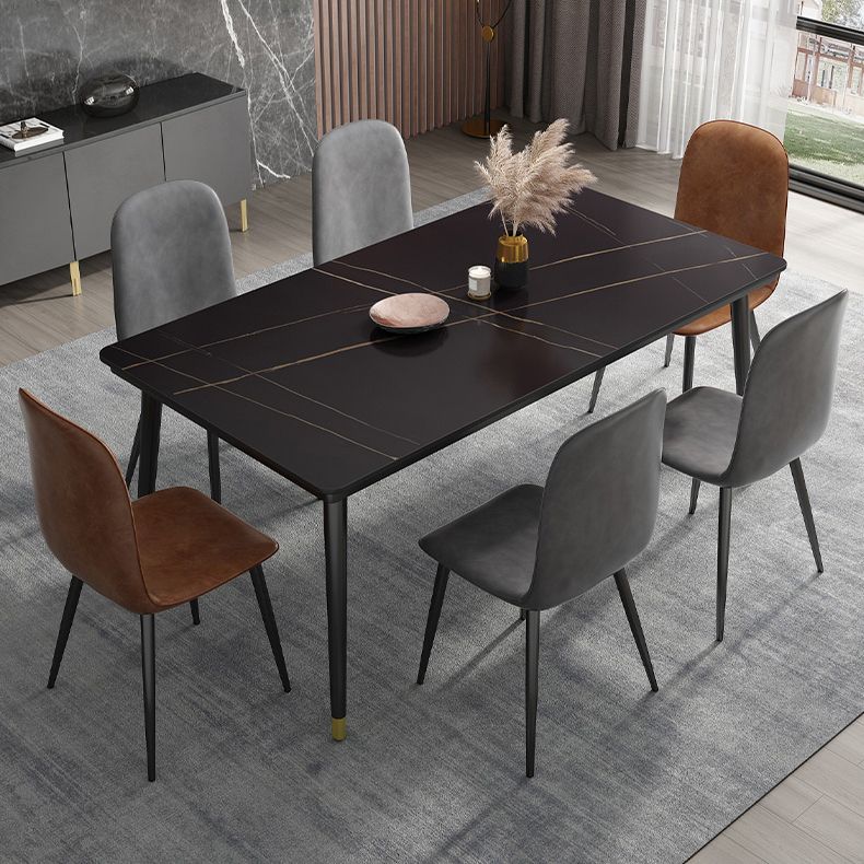 Industrial Sintered Stone Scratch Resistant Dining Table Metallic Base Rectangle Table for Home Clearhalo ' dining_table' 'Dining Tables & Seating' 'Dining Tables' 'furn' 'furn_dining_table' 'Furniture' 'furniture_dining_table' 'Kitchen & Dining Furniture' 'kitchen&dining_furn' 'kitchen' 'kitchen_dining_table' 1200x1200_6ce05260-5be2-4ebc-9d04-a34332aef6be
