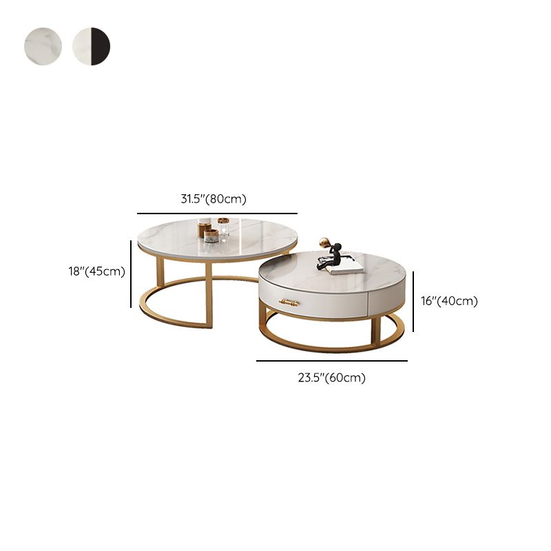 Frame Coffee Table White Slate Cocktail Table with Storage Drawers Clearhalo 'Coffee & Accent Tables' 'Coffee Tables' 'coffee_tables' 'furn' 'furn_coffee_tables' 'Furniture' 'Living Room Furniture' 1200x1200_6ce11924-5e55-4df7-b8d2-368ed3cdf0ab