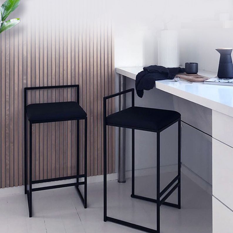 Modern Backrest Counter Stool Iron Kitchen Bar Stool with Velvet Cushion and Pedal Clearhalo 'Bar Furniture' 'Bar Stools' 'bar_stools' 'furn' 'furn_bar_stools' 'Furniture' 'furniture_bar_stools' 'Kitchen & Dining Furniture' 1200x1200_6ce1777e-9004-4f4b-9d33-075dfaef4eba