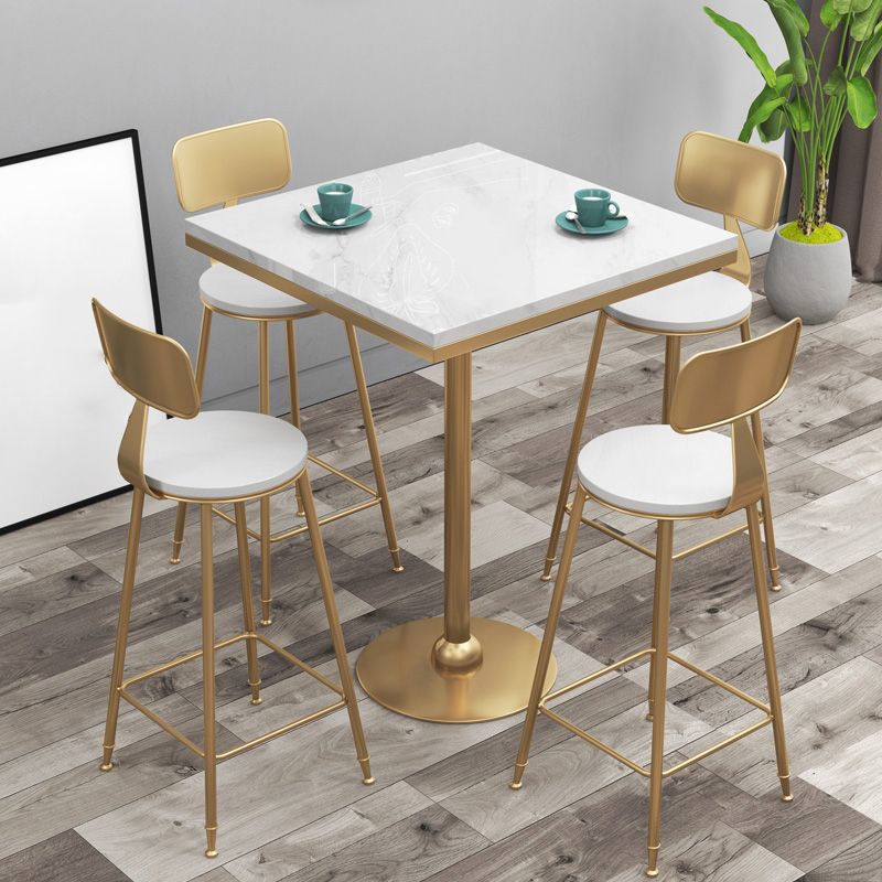 Gold Base Bar Table White Stone Fixed Pub Height Dining Table Clearhalo 'Bar Furniture' 'Bar Tables' 'bar_tables' 'furn' 'furn_bar_tables' 'Furniture' 'Kitchen & Dining Furniture' 1200x1200_6ce18d27-f90d-46a0-a9f0-26614f1f7fe1