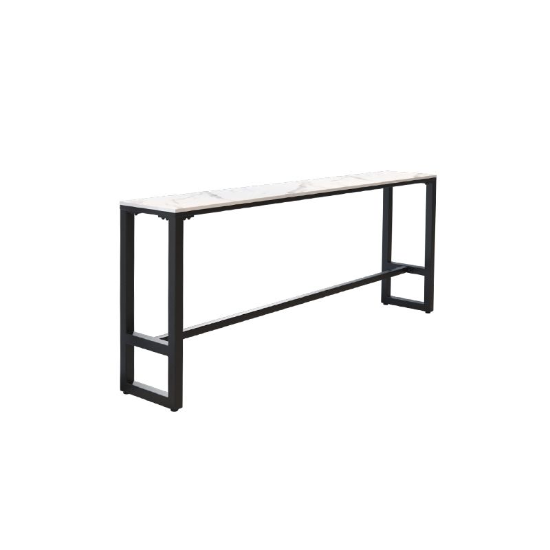 Stone Modern Cocktail Bar Table Footrest Trestle Rectangle Counter Table in White Clearhalo 'Bar Furniture' 'Bar Tables' 'bar_tables' 'furn' 'furn_bar_tables' 'Furniture' 'furniture_bar_tables' 'Kitchen & Dining Furniture' 1200x1200_6ce20b74-1a39-42ff-ab8f-e9109bb45930