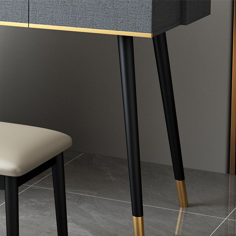 Tocador de maquillaje con madera de cajón con mesa de maquillaje y taburete glamour