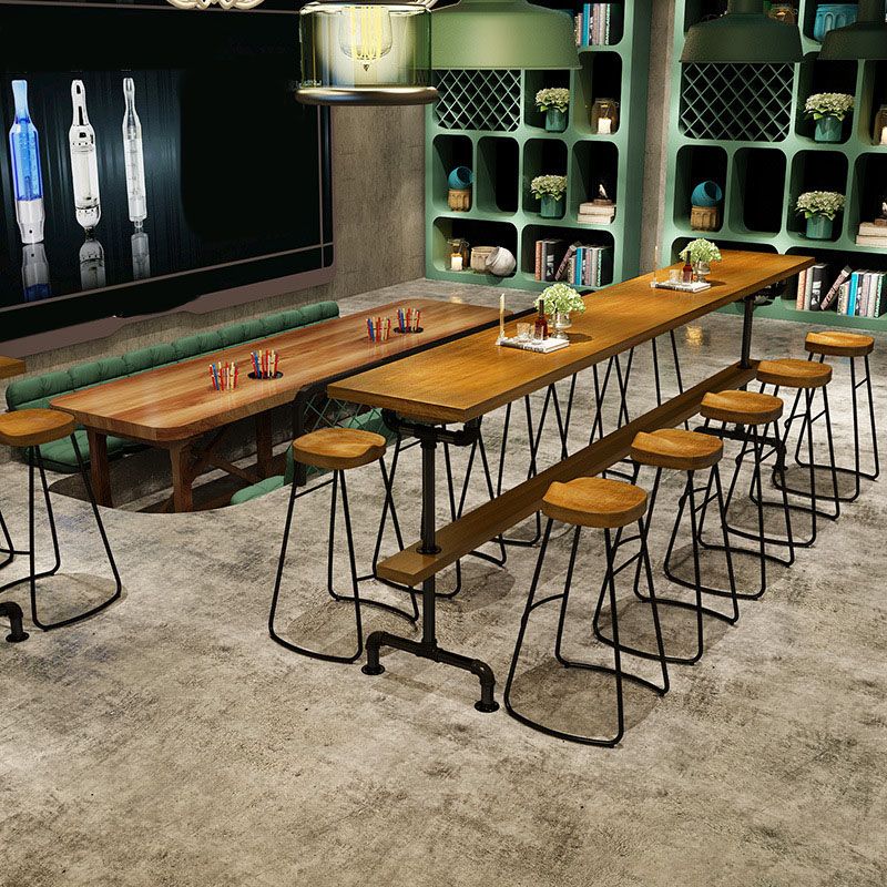 Industrial Style Bar Table 1/2/11 Pieces Rectangle Solid Wood Counter Set Clearhalo 'Bar Furniture' 'furn' 'furn_home_bar_bar_sets' 'Furniture' 'Home Bars & Bar Sets' 'home_bar_bar_sets' 'Kitchen & Dining Furniture' 1200x1200_6ce3a4fb-41a6-48a8-a741-c939770932f6