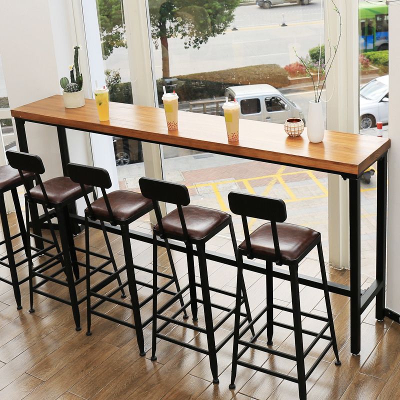 Industrial Bar Height Table Solid Wood Top Bistro Table with Black Base Clearhalo 'Bar Furniture' 'Bar Tables' 'bar_tables' 'furn' 'furn_bar_tables' 'Furniture' 'Kitchen & Dining Furniture' 1200x1200_6ce3faff-78b1-49f6-9ded-a9f2f4e0ed3e