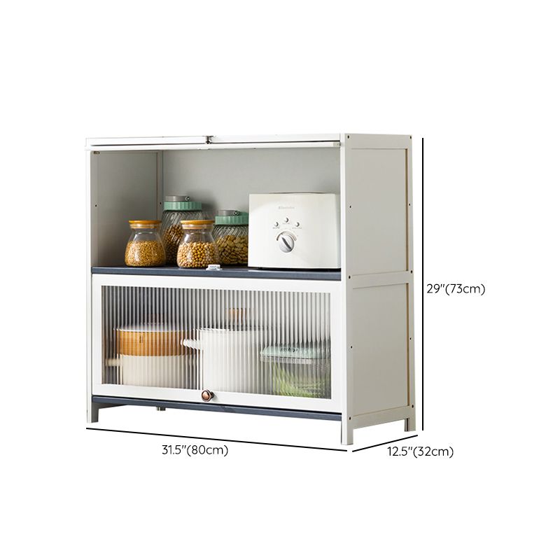 Server buffet di bambù bianco con porte di vetro moderno server da pranzo moderno