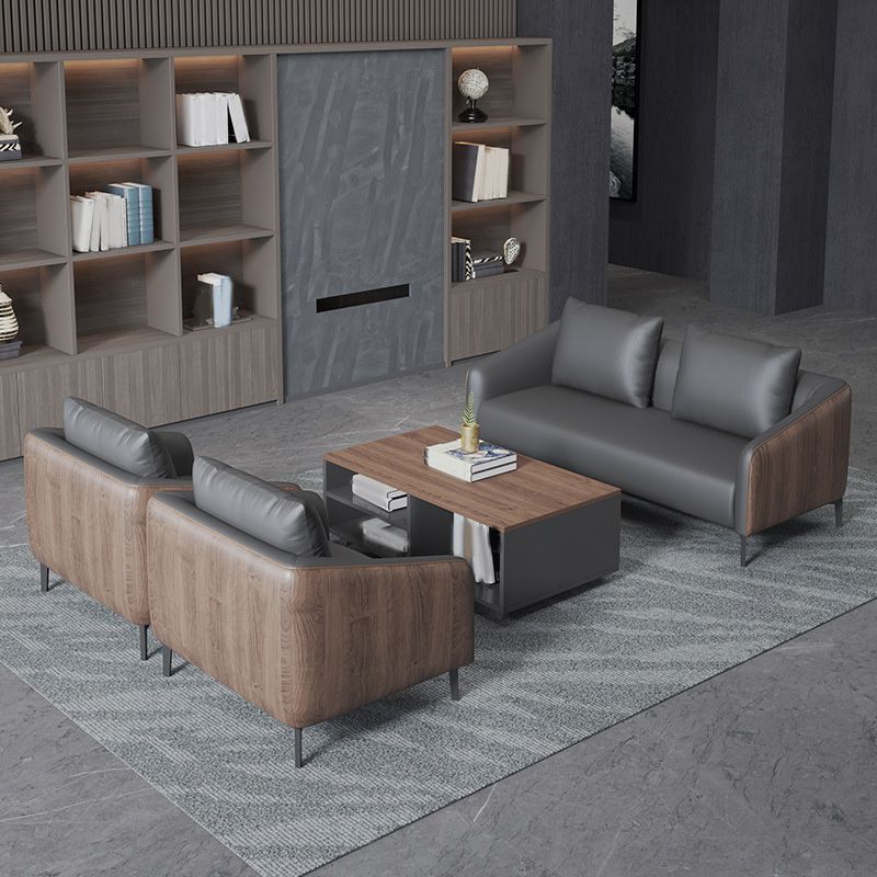 枕のある黒の傾斜したアームソファ革染色抵抗性ソファ