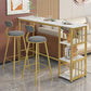 Mesa de bar rectangular con tapa de madera sintética, mesa de pub moderna con estructura de metal