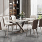 Modern Sintered Stone Dining Table Rectangle Table with Metal Pedestal Base Clearhalo 'Dining Tables & Seating' 'Dining Tables' 'dining_table' 'furn' 'furn_dining_table' 'Furniture' 'Kitchen & Dining Furniture' 1200x1200_6ce7ac8f-f4d5-428d-9d5c-efacb658cfd6
